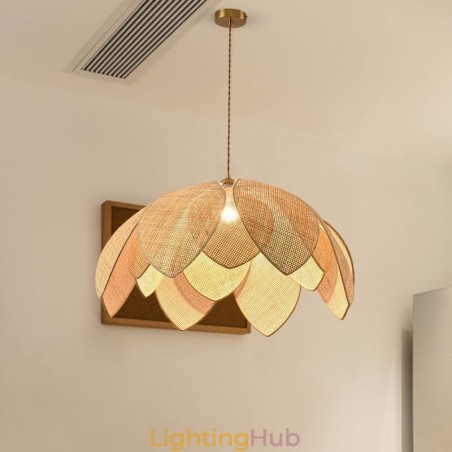 Rattan Lotus Pendant Light Cafe Retro Rattan Art Ceiling Light Rattan Lotus Pendant Light Cafe Retro Rattan Art Ceiling Light