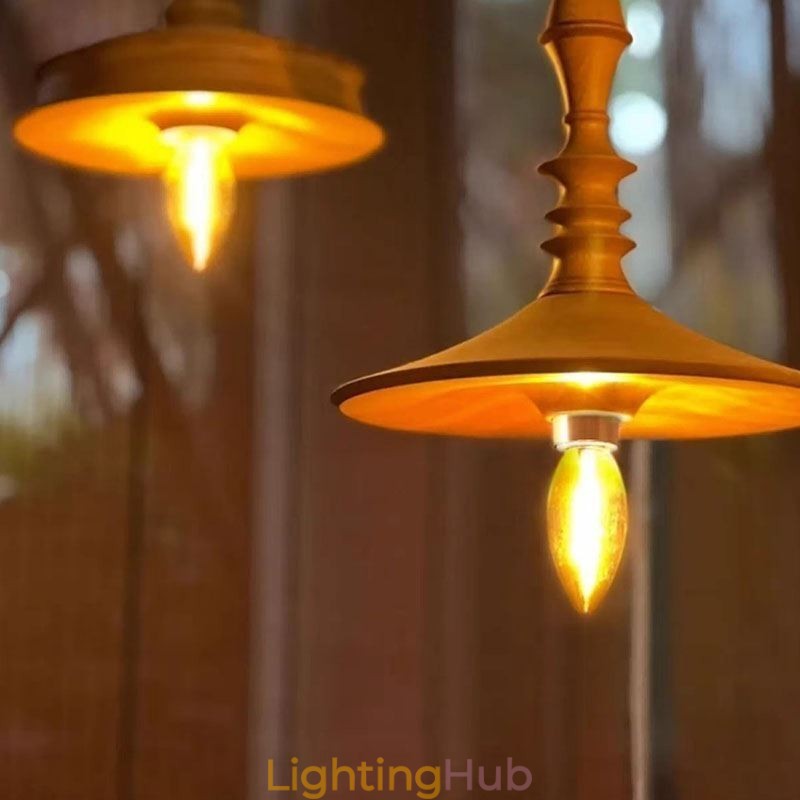 Rubberwood Pendant Light Ins Vintage Hanging Light