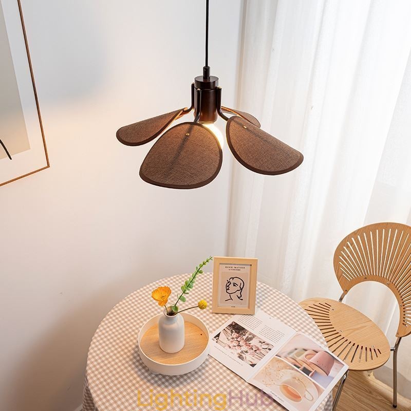 Nordic Pendant Light Wabi Sabi Style Fabric Lampshade Decorative Ceiling Light