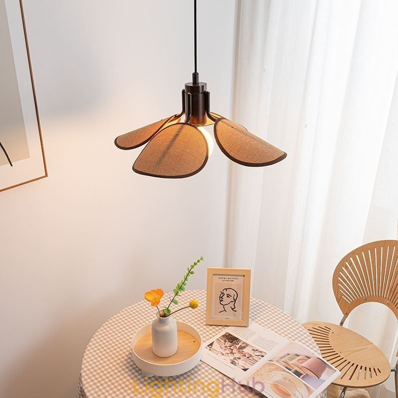 Nordic Pendant Light Wabi Sabi Style Fabric Lampshade Decorative Ceiling Light