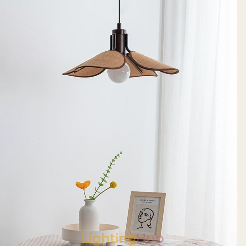 Nordic Pendant Light Wabi Sabi Style Fabric Lampshade Decorative Ceiling Light