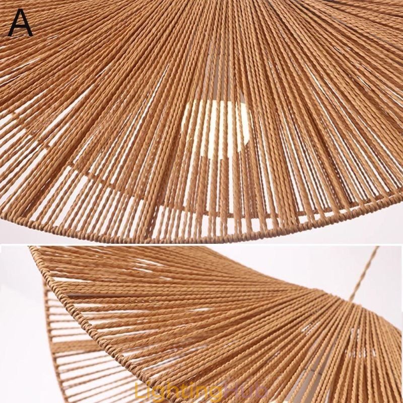 Retro Pendant Light Creative Wabi Sabi Straw Hat Hemp Rope Ceiling Light