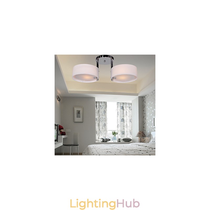 Modern Contemporary Chrome Metal Chandelier Flush Mount