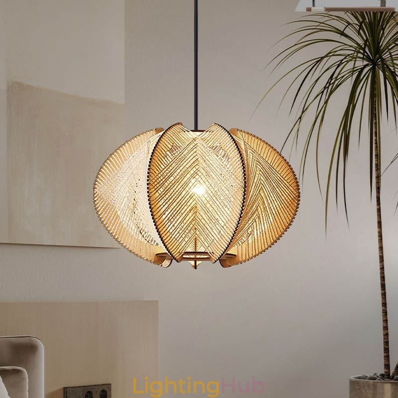 Nordic Pendant Light Retro Wabi Sabi Style Handmade Solid Wood Ceiling Light
