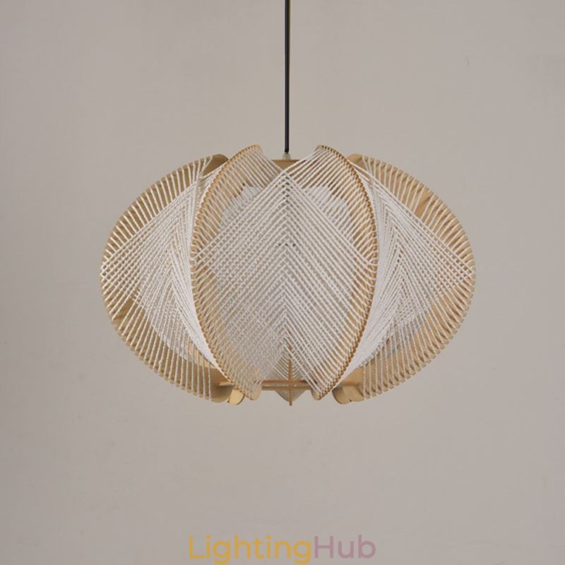 Nordic Pendant Light Retro Wabi Sabi Style Handmade Solid Wood Ceiling Light