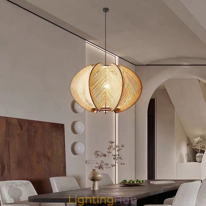 Nordic Pendant Light Retro Wabi Sabi Style Handmade Solid Wood Ceiling Light
