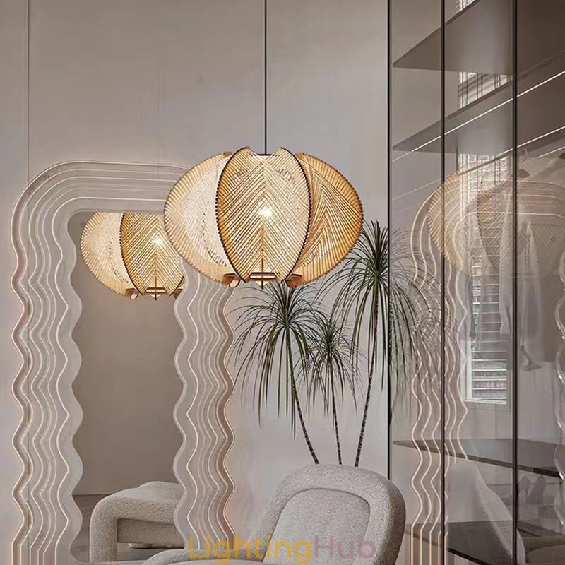 Nordic Pendant Light Retro Wabi Sabi Style Handmade Solid Wood Ceiling Light