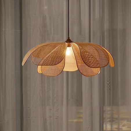 Rattan Petal Pendant Light Wabi Sabi Style Hand Woven Rattan Ceiling Light Rattan Petal Pendant Light Wabi Sabi Style Hand Woven Rattan Ceiling Light