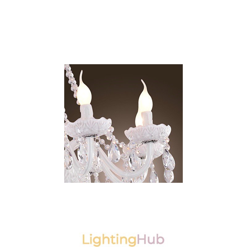 Chandelier White Crystal Modern Living 8 Lights