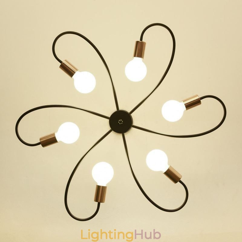Rustic Chandelier 6 Light Classic Petals Ceiling Hanging Light