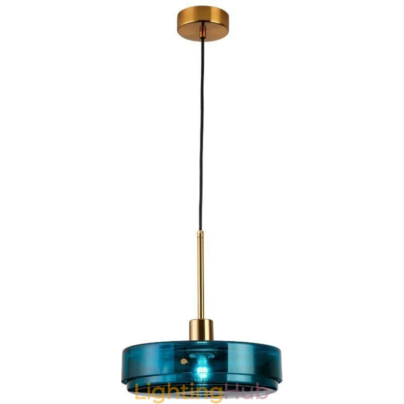 Round Cake Glass Pendant Light Modern Minimalist Wrought Iron Ceiling Light