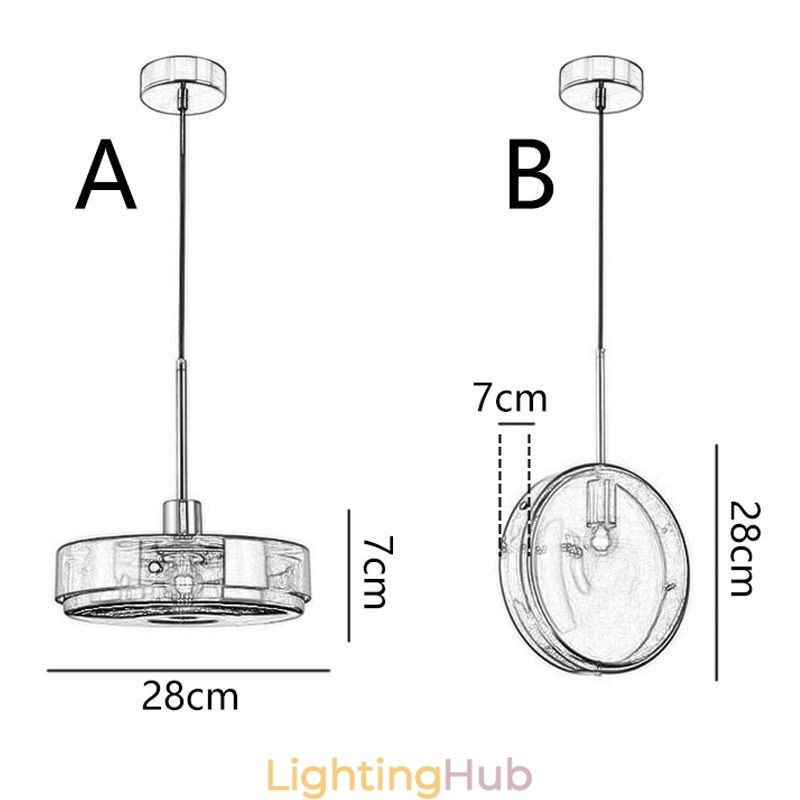 Round Cake Glass Pendant Light Modern Minimalist Wrought Iron Ceiling Light