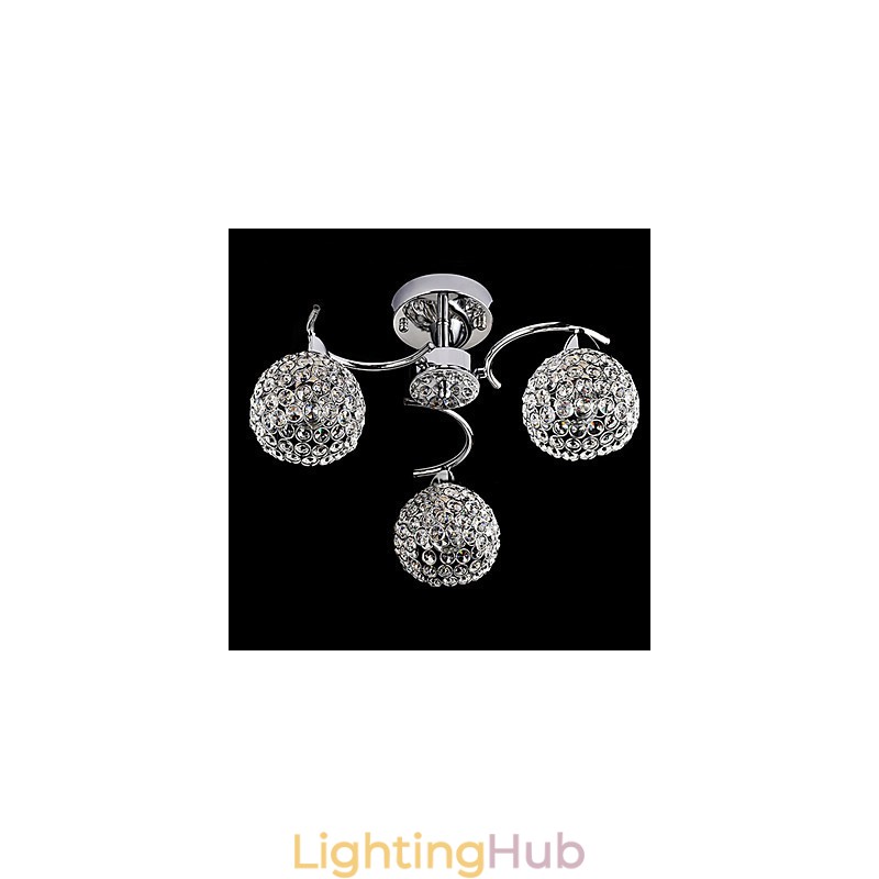 Modern Contemporary Crystal Electroplated Metal Pendant Light Flush Mount