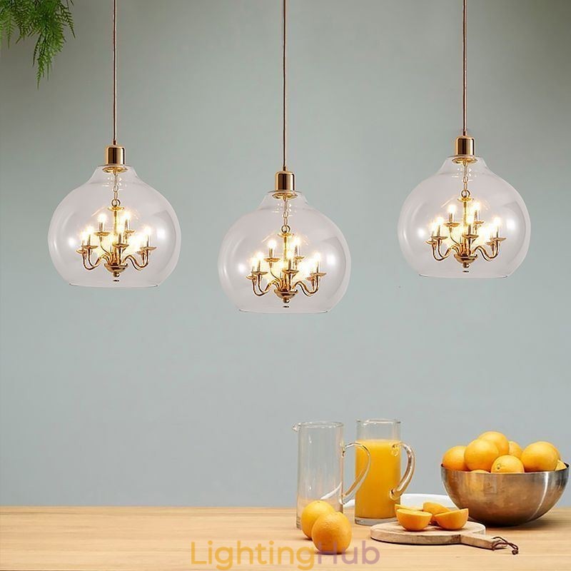 Glass Pendant Light Modern Minimalist Wrought Iron Ceiling Light 9 Lights