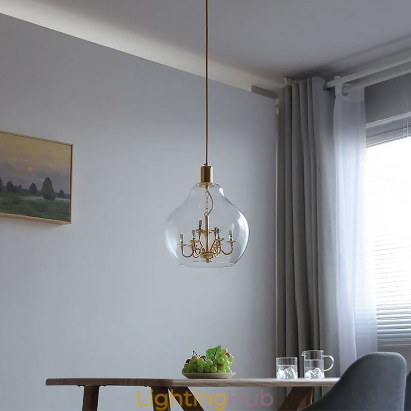 Glass Pendant Light Modern Minimalist Wrought Iron Ceiling Light 9 Lights