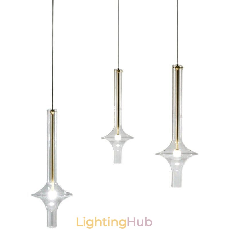 Glass Tube Pendant Light Modern Minimalist Wrought Iron Ceiling Light
