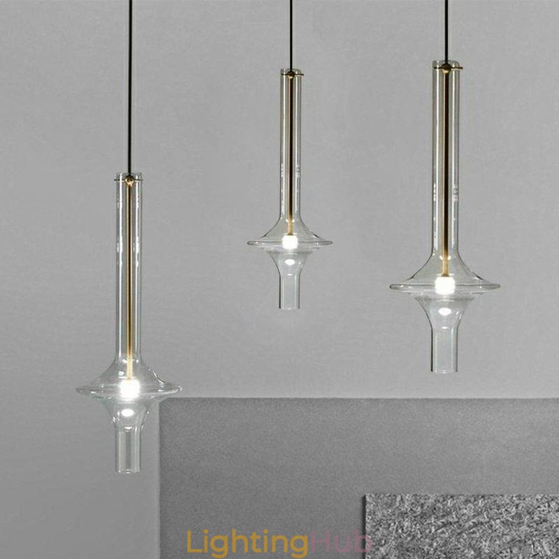 Glass Tube Pendant Light Modern Minimalist Wrought Iron Ceiling Light