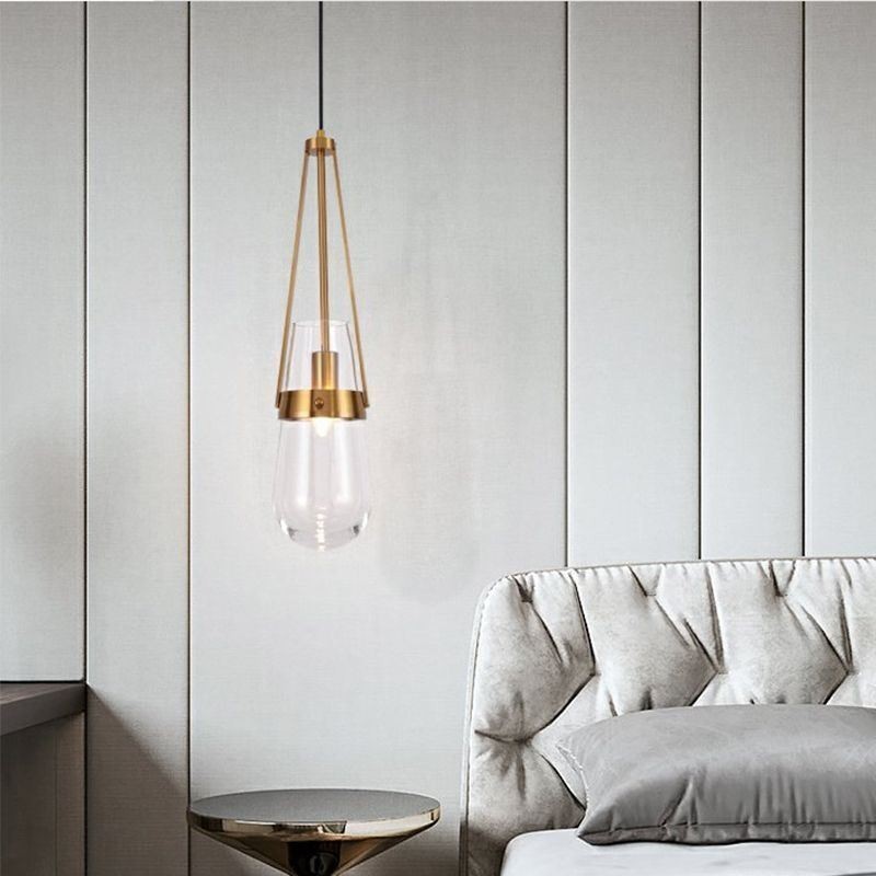 Water Drop Glass Pendant Light Modern Minimalist Wrought Iron Small Ceiling Light