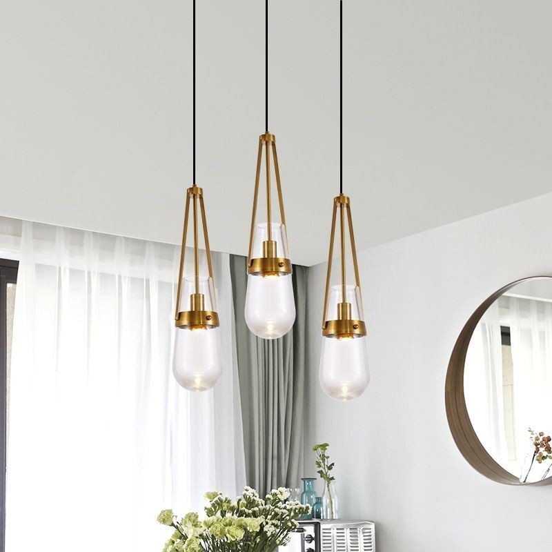 Water Drop Glass Pendant Light Modern Minimalist Wrought Iron Small Ceiling Light