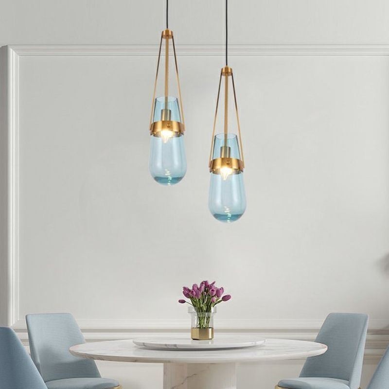 Water Drop Glass Pendant Light Modern Minimalist Wrought Iron Small Ceiling Light