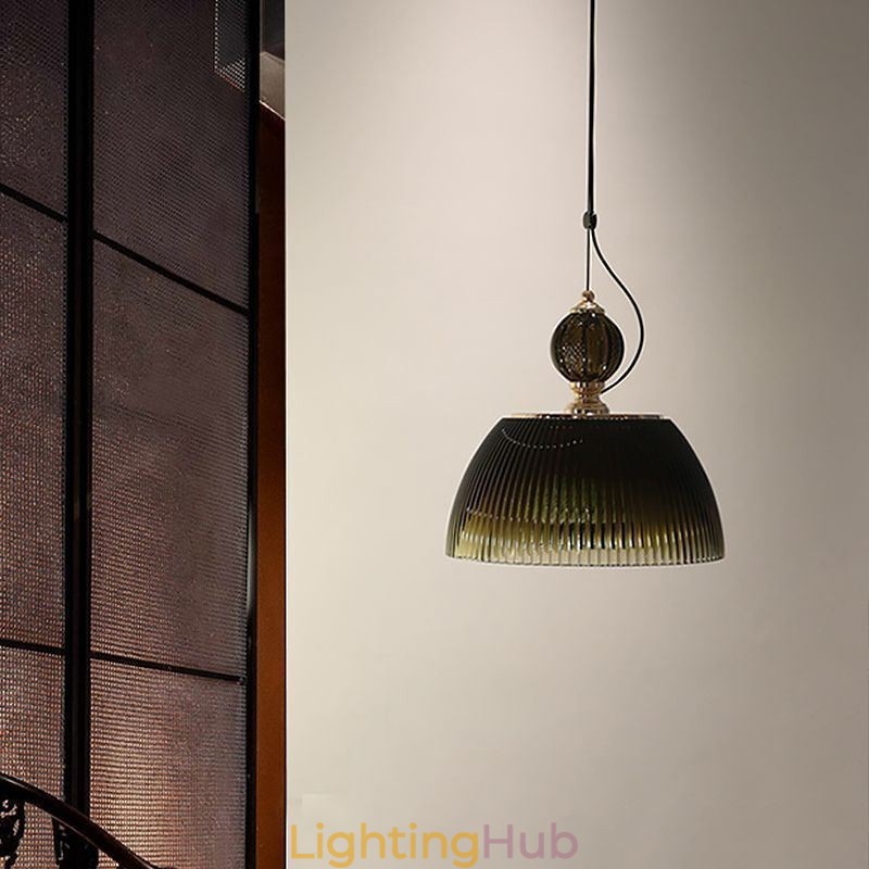 Pleated Skirt Glass Pendant Light Modern Minimalist Wrought Iron Small Ceiling Light