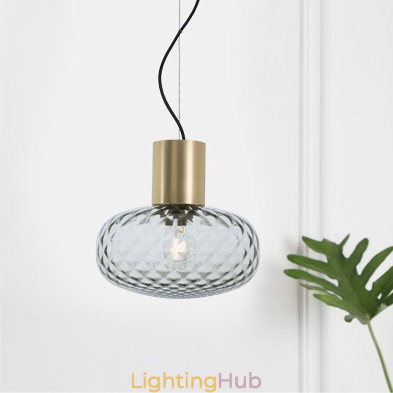Grid Glass Pendant Light Modern Iron Simple Ceiling Light
