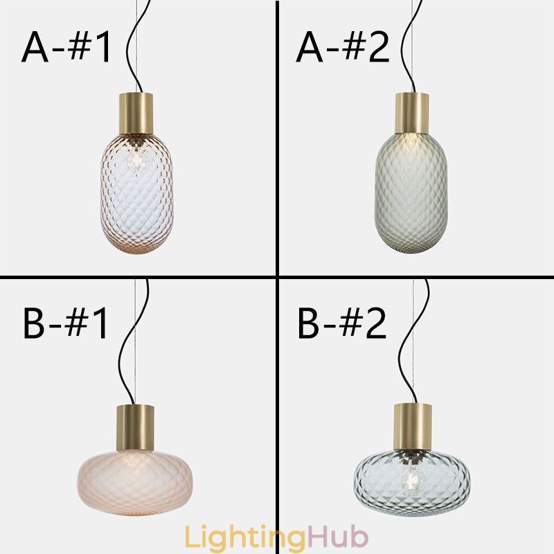 Grid Glass Pendant Light Modern Iron Simple Ceiling Light