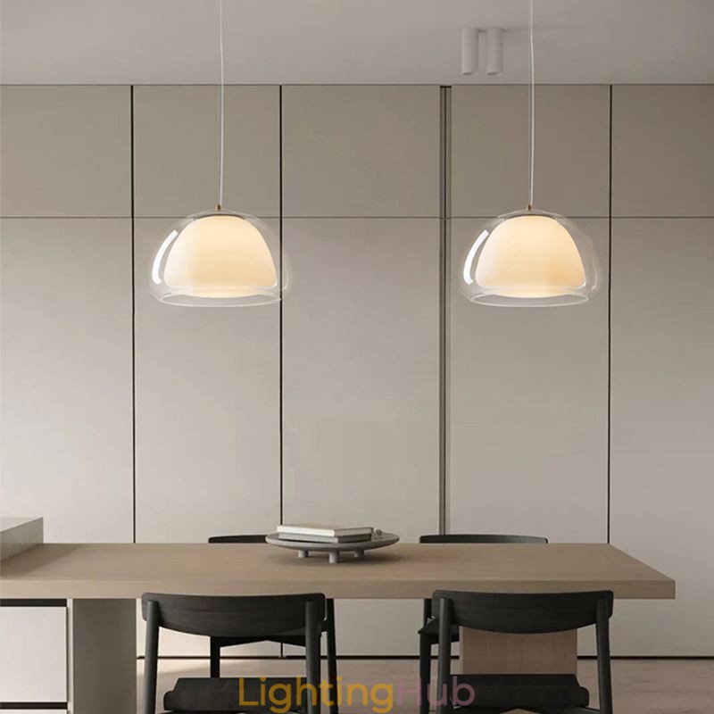 Pendant Light Modern Simple Clear Glass Pudding Ceiling Light
