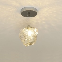 Glass Pendant Light Retro Decorative Lamp Ice Cube Shaped Lampshade