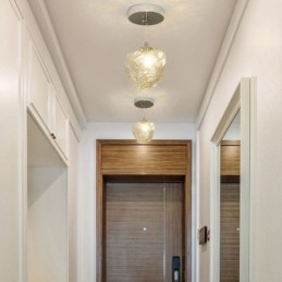 Glass Pendant Light Retro Decorative Lamp Ice Cube Shaped Lampshade