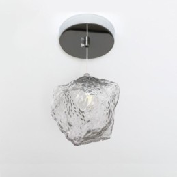 Glass Pendant Light Retro Decorative Lamp Ice Cube Shaped Lampshade