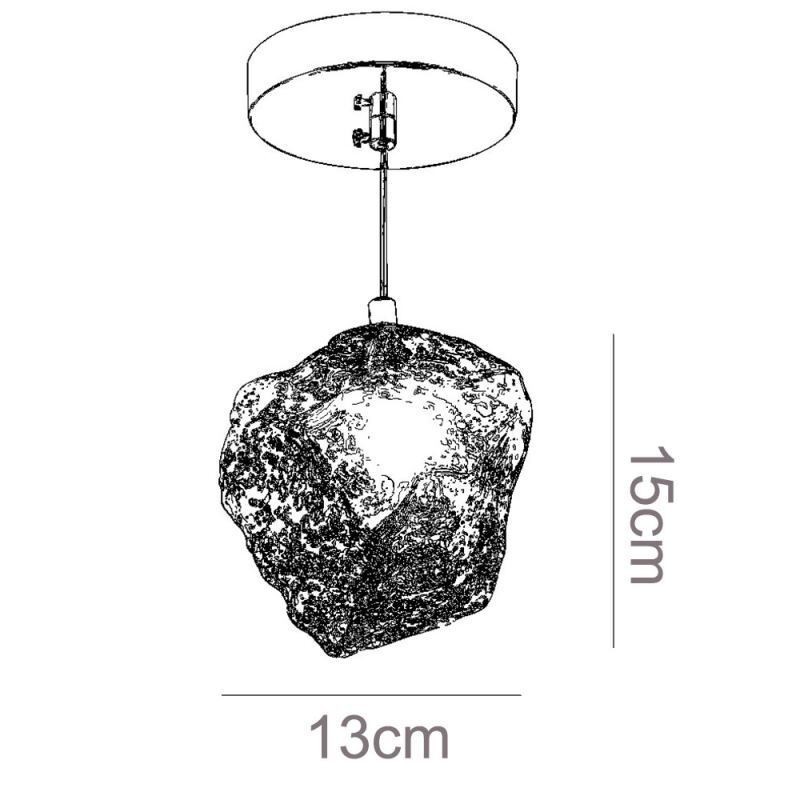 Glass Pendant Light Retro Decorative Lamp Ice Cube Shaped Lampshade