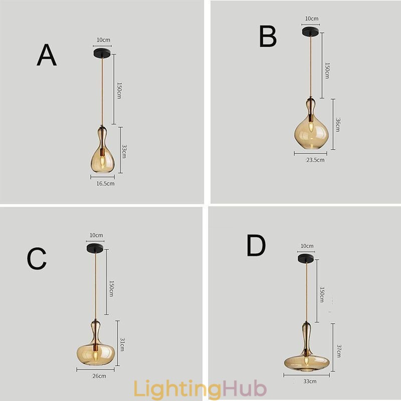 Nordic Glass Pendant Light Amber Shade Ceiling Light