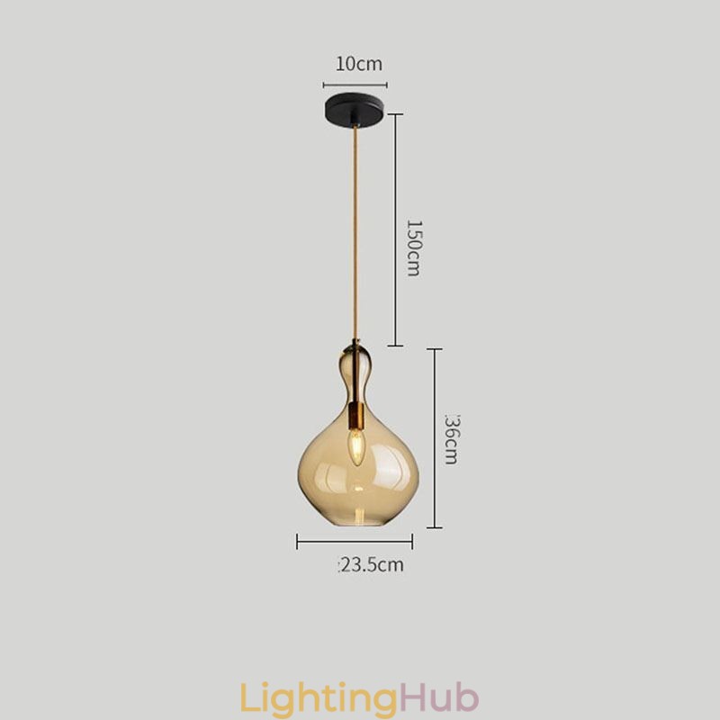 Nordic Glass Pendant Light Amber Shade Ceiling Light