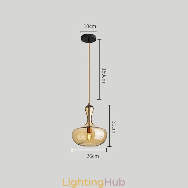 Nordic Glass Pendant Light Amber Shade Ceiling Light