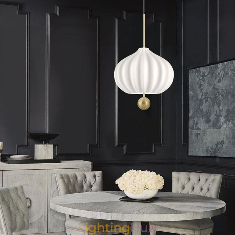 Modern White Glass Pendant Light Ball Shape Minimalist Ceiling Light