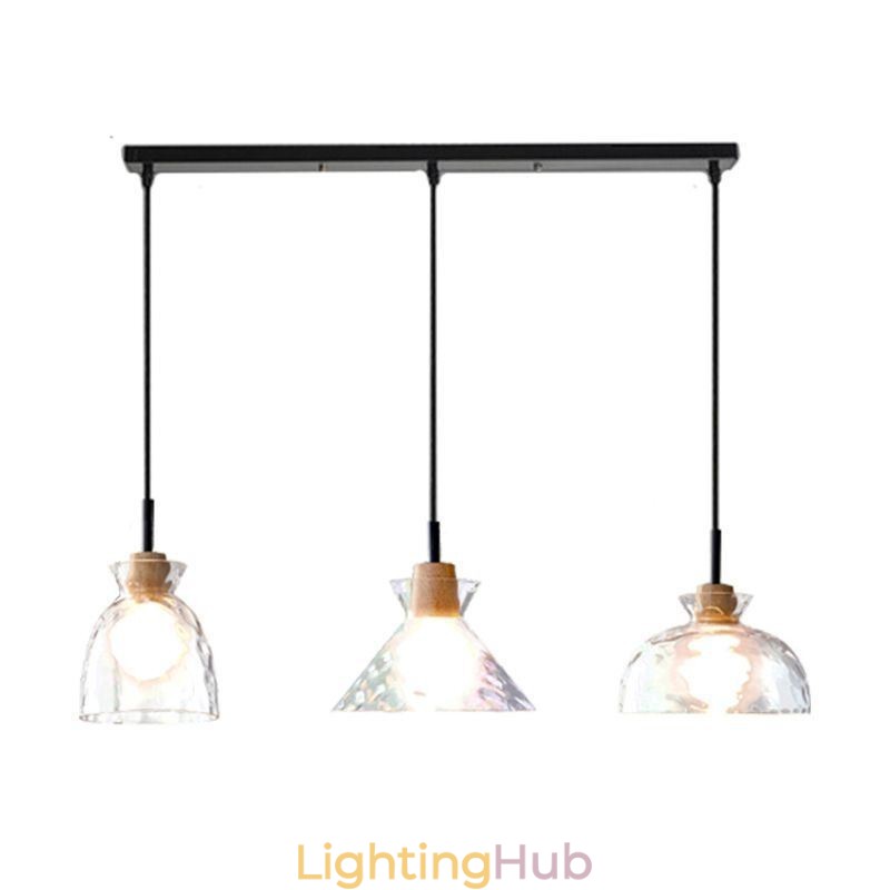 Modern Simple Pendant Light Water Permeable Glass 3 Ceiling Light Bedside Lamp