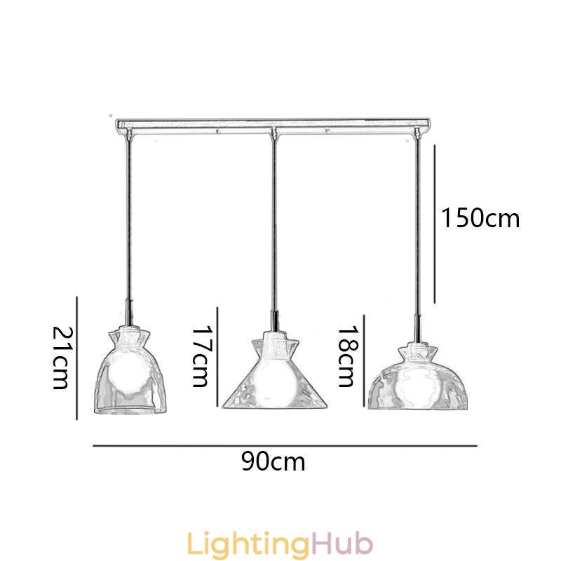 Modern Simple Pendant Light Water Permeable Glass 3 Ceiling Light Bedside Lamp