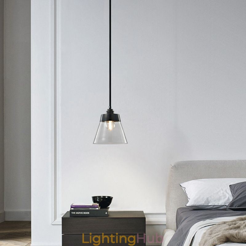 Modern Glass Pendant Light Single Hanging Pendant Lighting With Clear Glass Shade