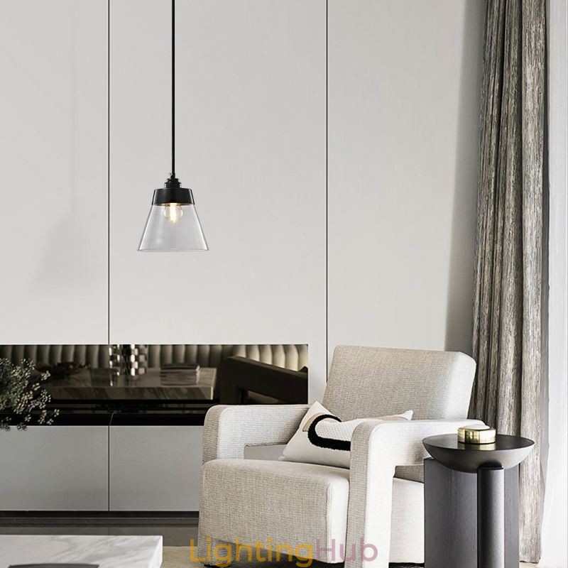 Modern Glass Pendant Light Single Hanging Pendant Lighting With Clear Glass Shade