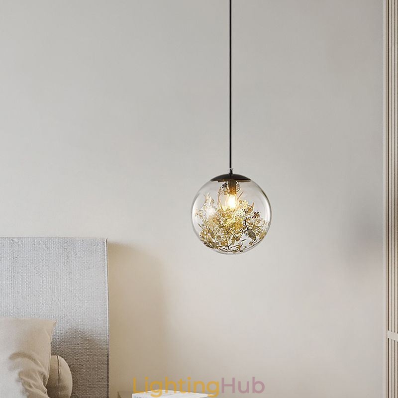 Glass Ball Pendant Light Leaves Christmas Hanging Lighting