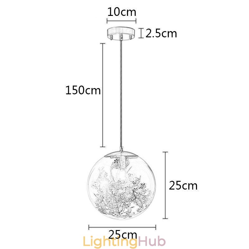 Glass Ball Pendant Light Leaves Christmas Hanging Lighting