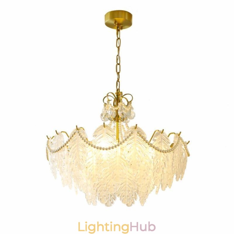 European Glass Pendant Light Post Modern Leaf Hanging Light