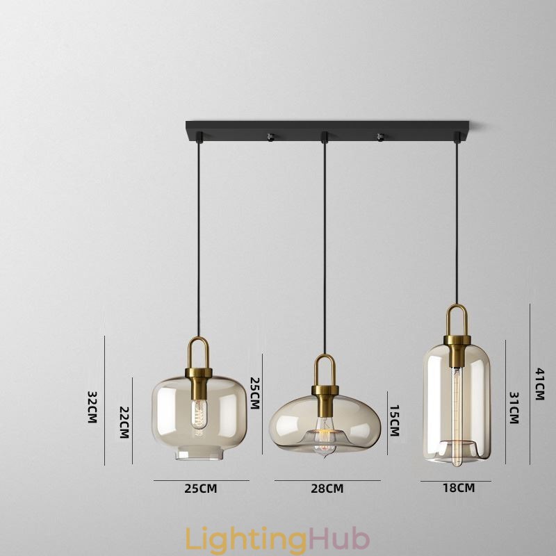 3 Light Pendant Light With Glass Shade Island