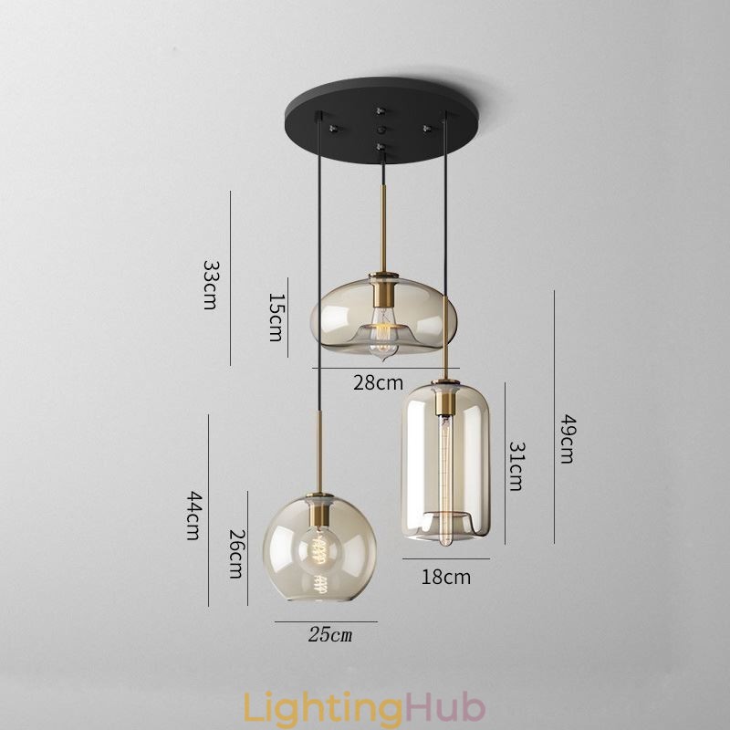 3 Light Glass Pendant Light Classic Cluster Hanging Lighting Fixture Café