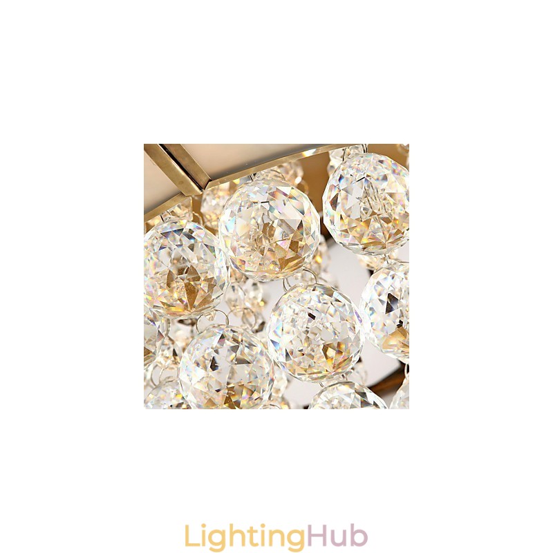 Traditional Classic Rustic Lodge Crystal Brass Metal Flush Mount