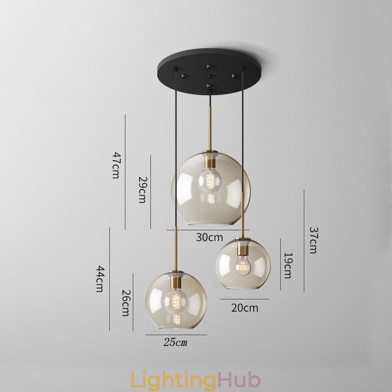 3 Light Glass Pendant Light Classic Cluster Hanging Lighting Fixture Café