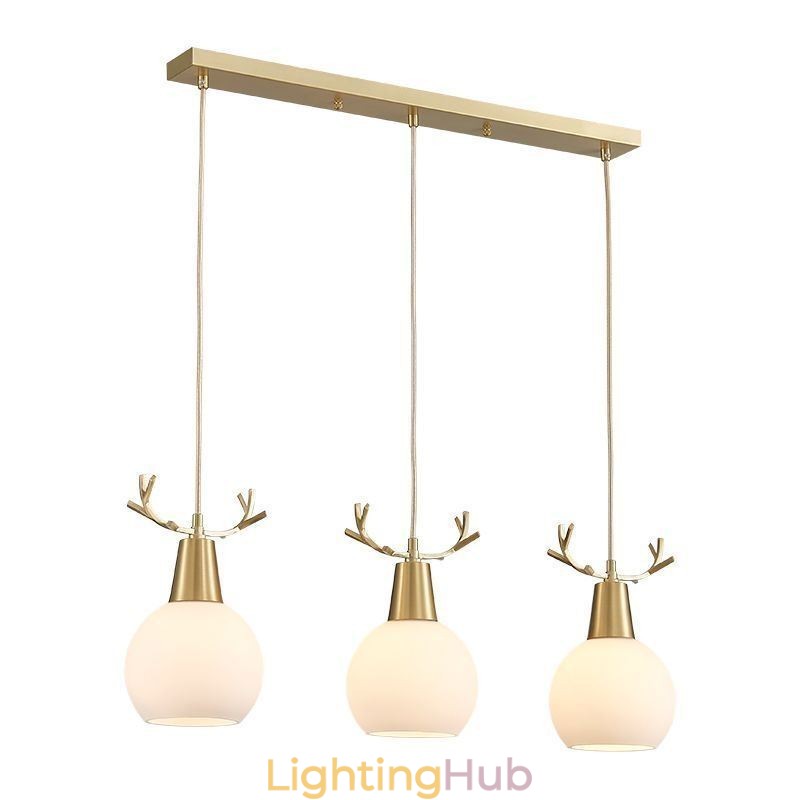 Modern Simple Copper Pendant Light Antler Hanging Light