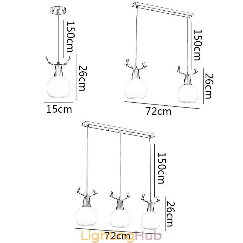 Modern Simple Copper Pendant Light Antler Hanging Light