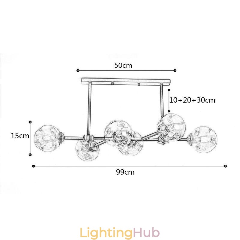 6 Light Modern Glass Ceiling Light Magic Bean Light Fixture